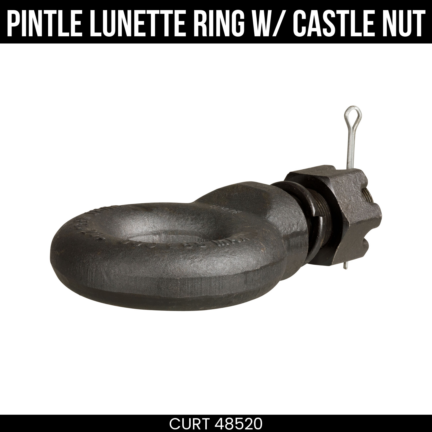 CURT Pintle Hitch, Lunette Ring, 20K lbs, Swivel Castle Nut, 2-1/2 Inch ID