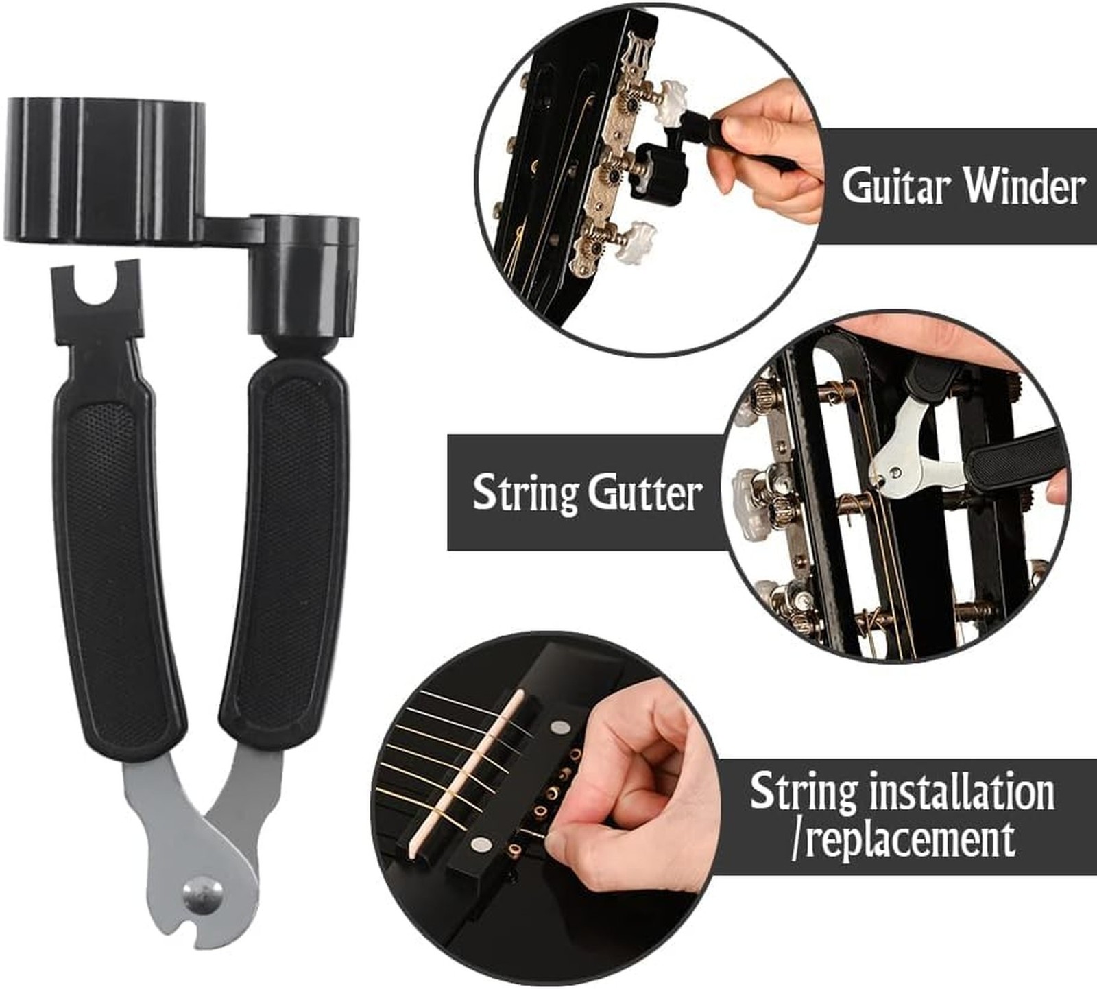 30in Beginner Acoustic Guitar Basic Starter Kit Tuner Capo Strings Winders St...