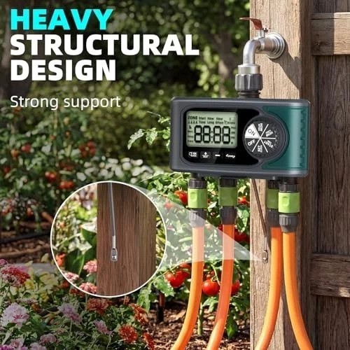 4 Zone Sprinkler Timer Outdoor Hose Faucet Programmable Water Timer Rain Delay