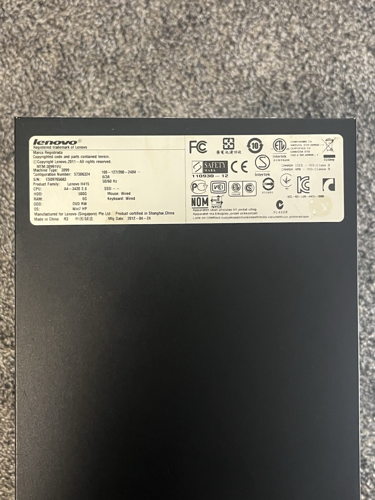 Lenovo Windows 7 Tower (PC)