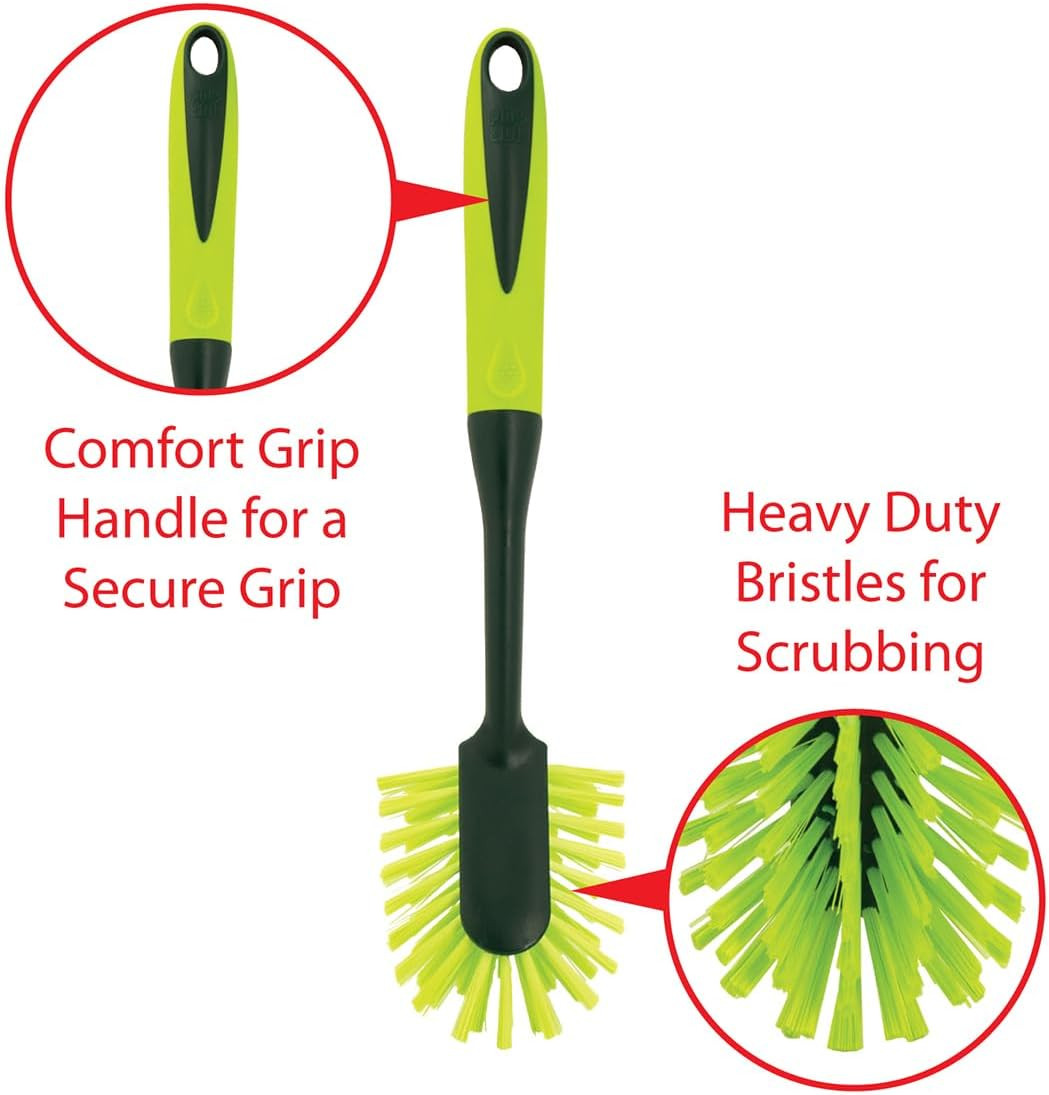 Scrub Brush Set - Long Handle Cleaning Brushes with Heavy Duty Bristles and Comf