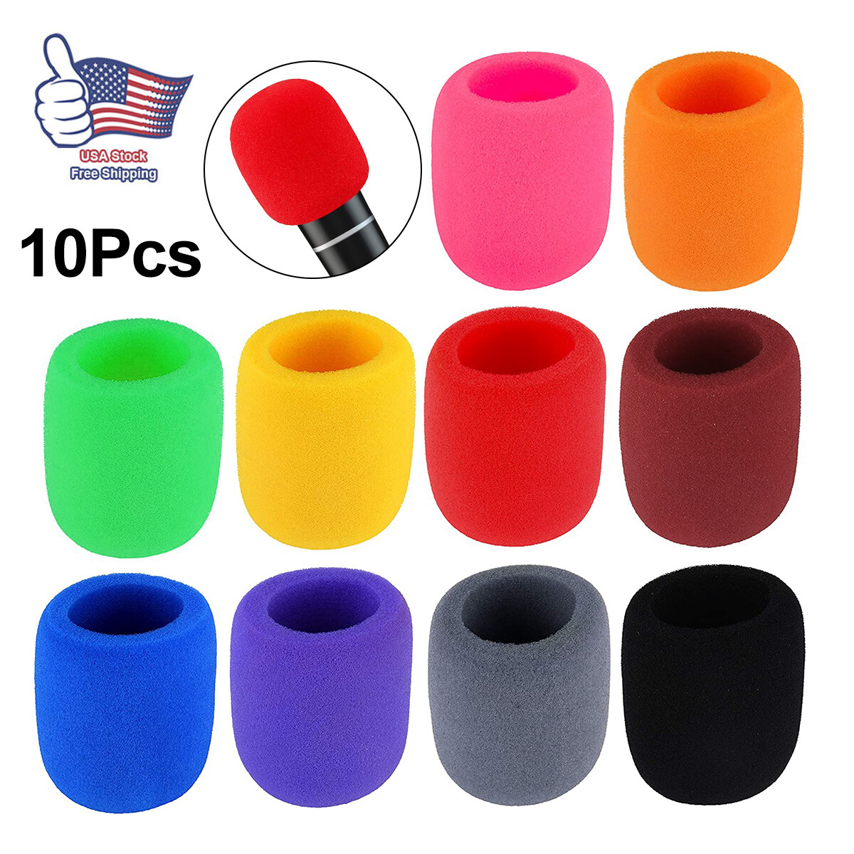 10 Pack Thick Handheld Stage Microphone Windscreen Foam Cover Karaoke 10 Color