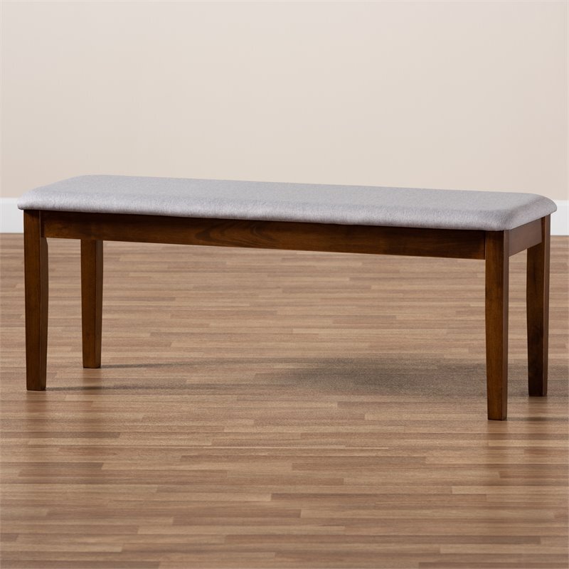 Baxton Studio Teresa Gray Fabric and Walnut Finished Wood Dining Bench