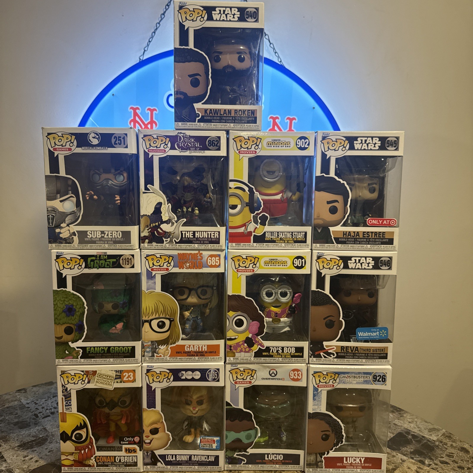 Funko Pop Lot Of 13 Star Wars, Minions, Mortal Kombat, Wayne’s World, Marvel