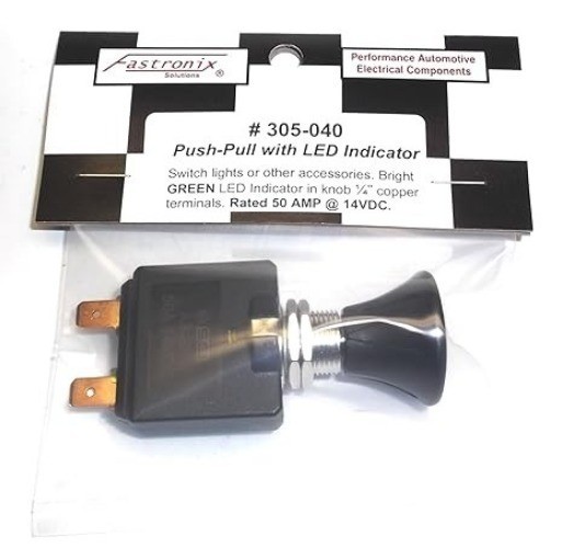 50A Push/Pull Switch with Green LED Green