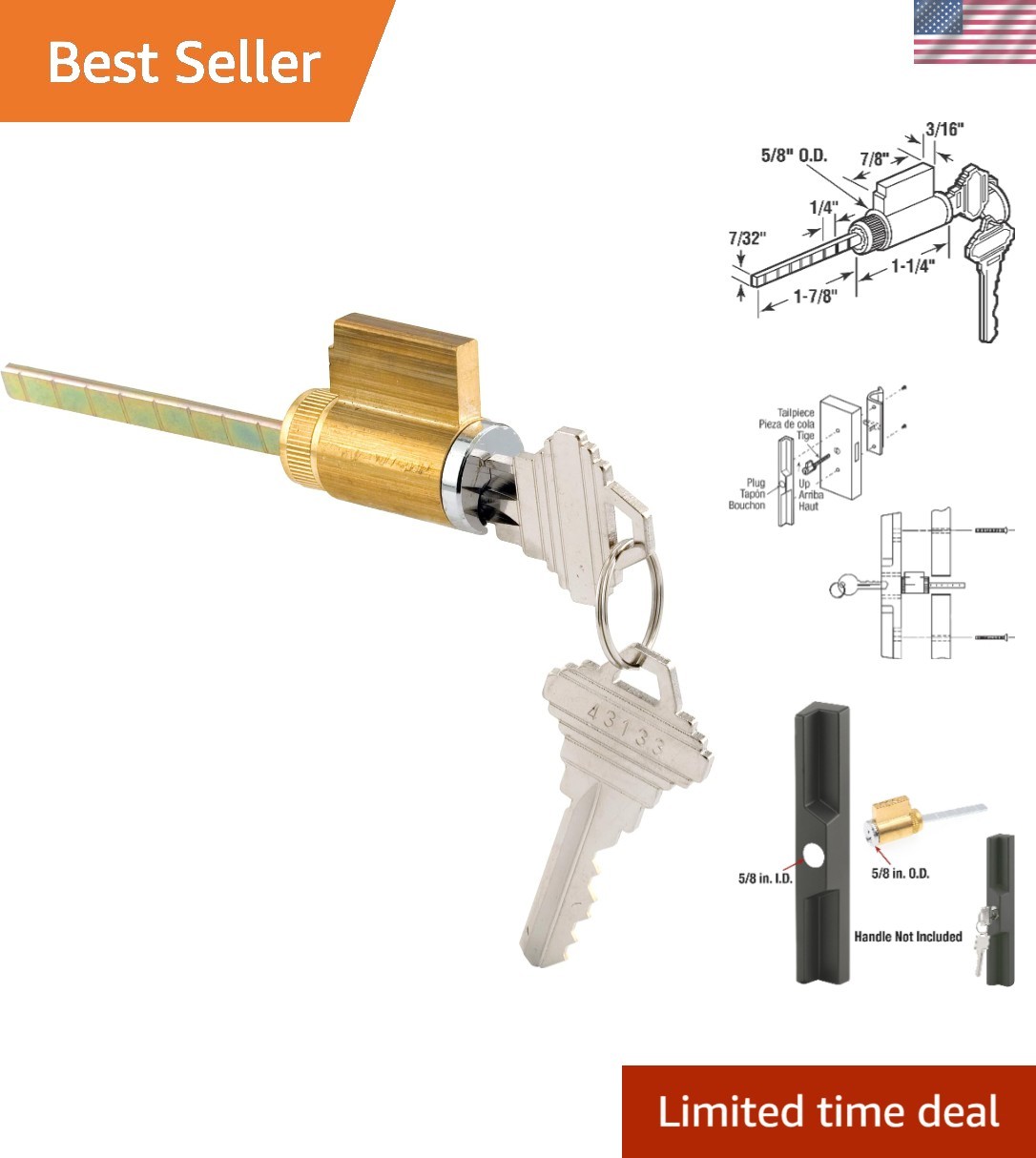 Schlage E 2103 Cylinder Lock 1-1/4 in. for Patio Doors – Enhanced Durability