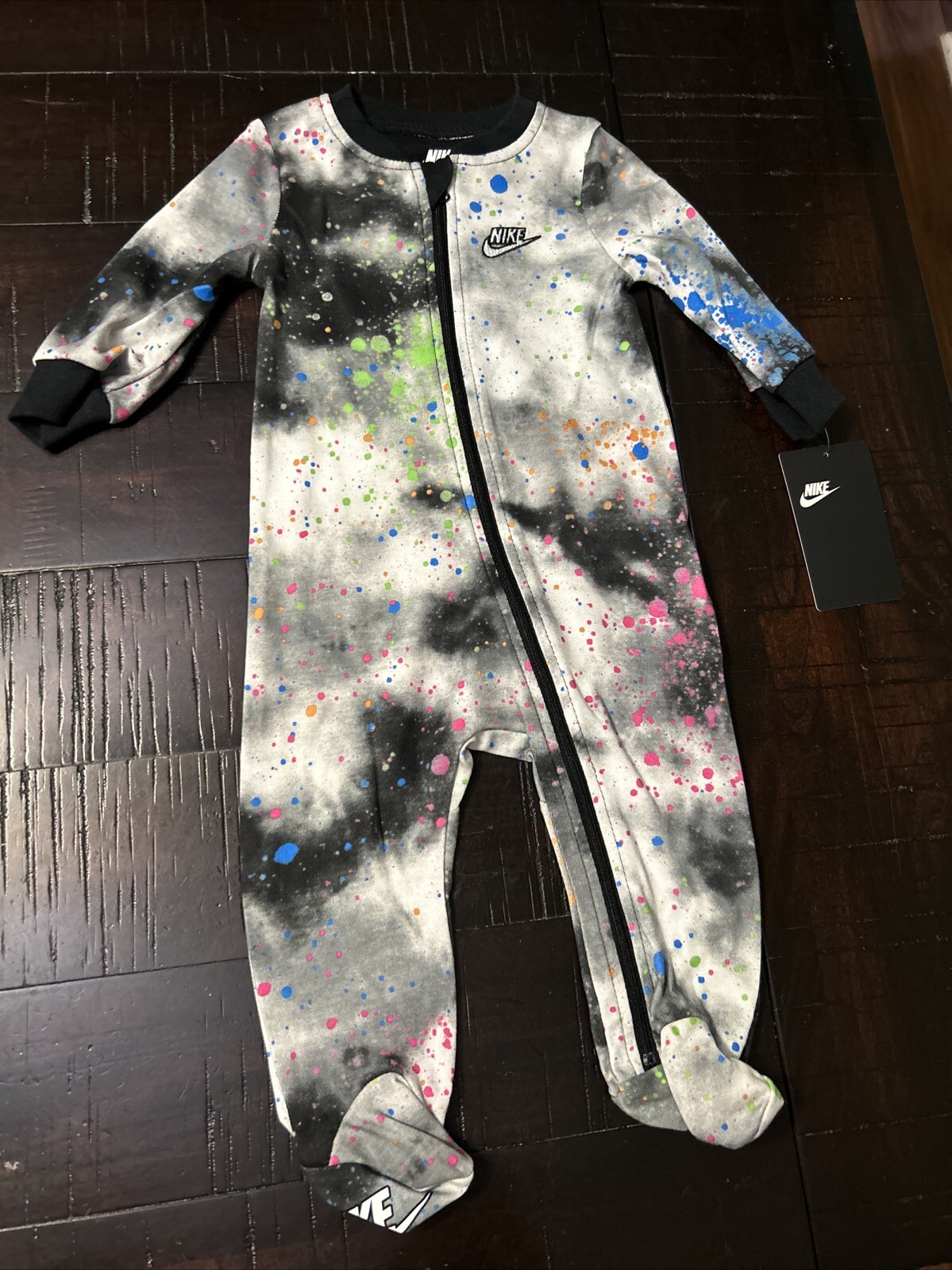 Nike Infant One Piece Footed Sleep N Play Splatter Tie Dye Coverall Sz 6M New