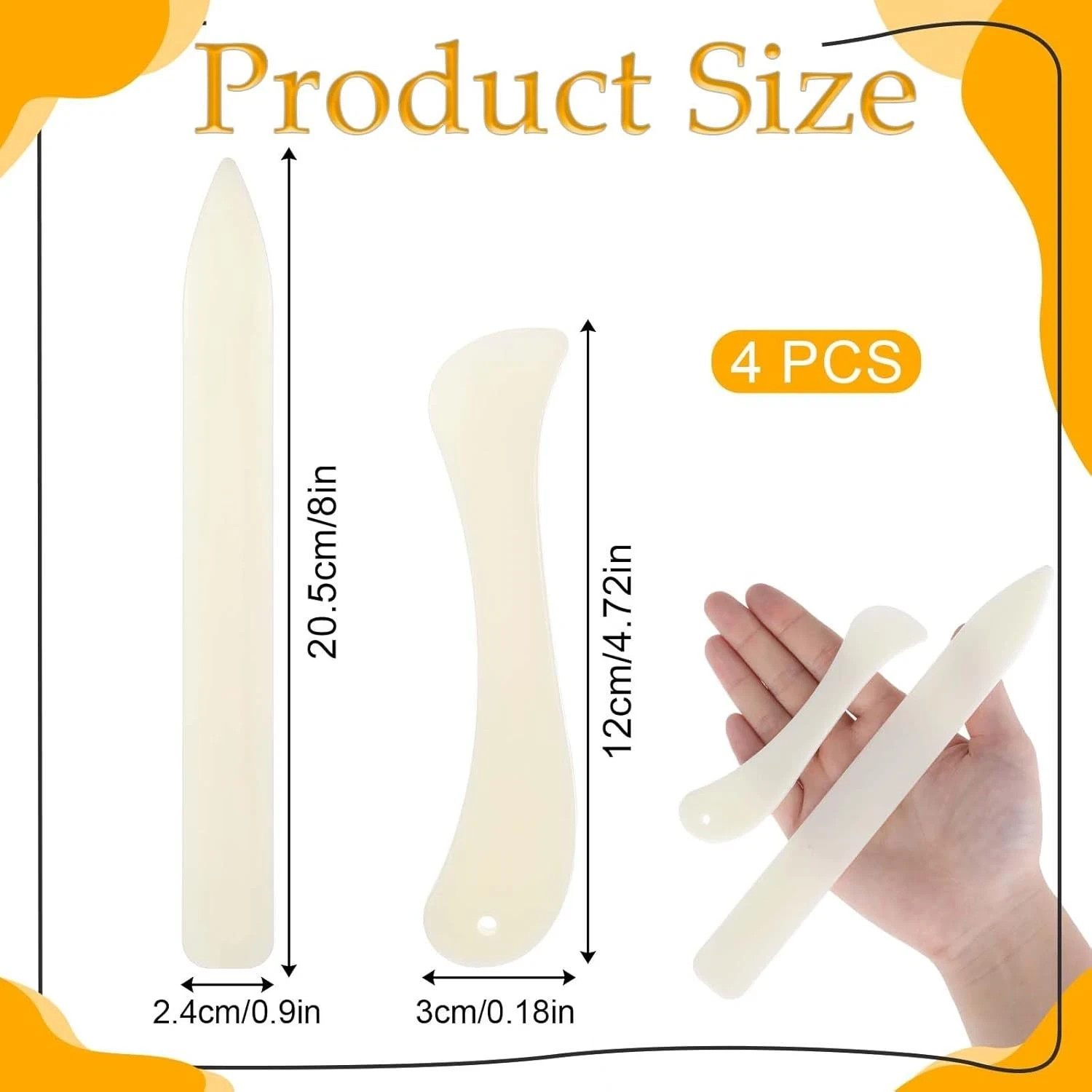 4-Pcs Bone Folder Paper Creaser Set, Folding Scoring Burnishing Crafting Scoring