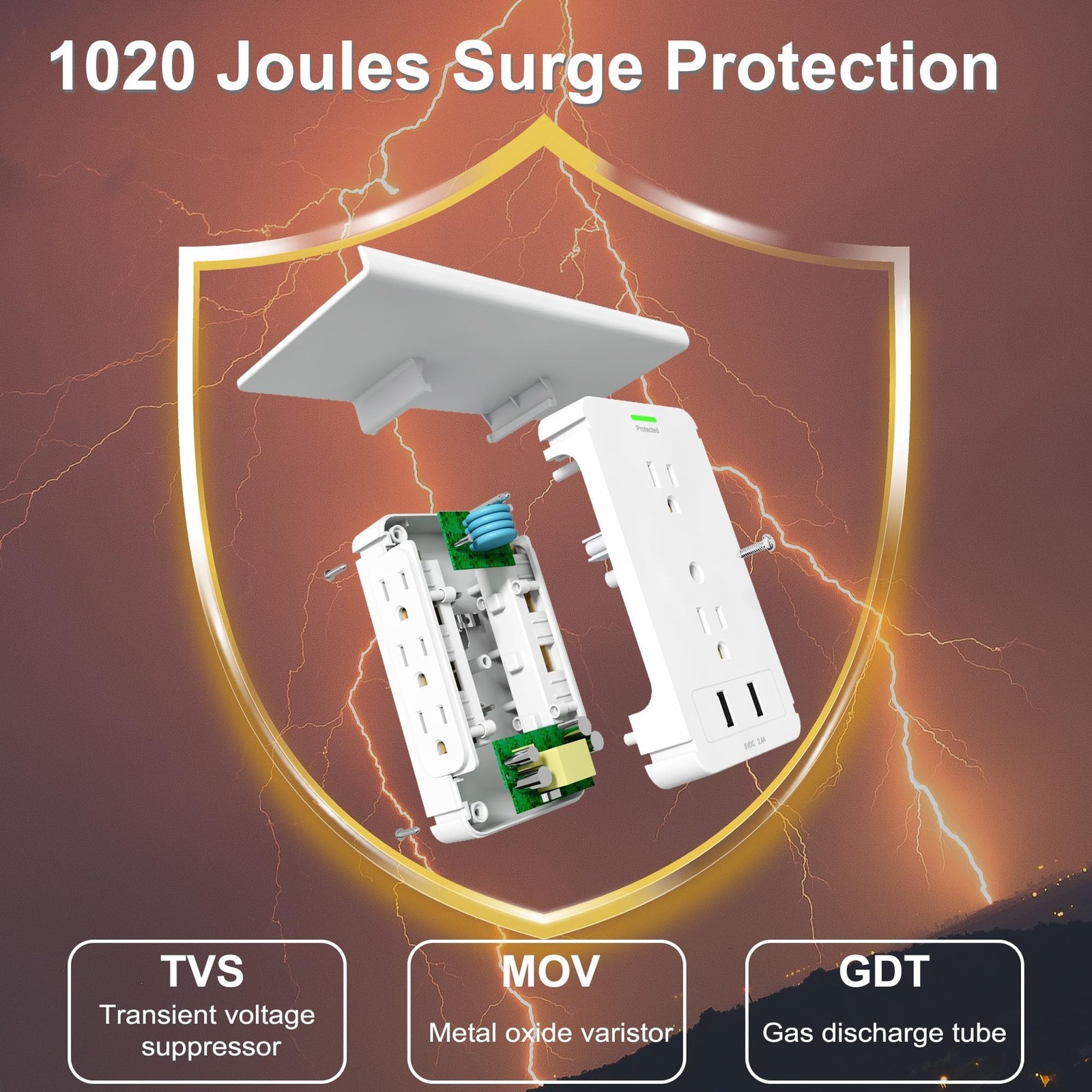 Socket Wall Shelf-CFMASTER 10 Port Surge Protector Wall Outlet, 8 Electrical ...
