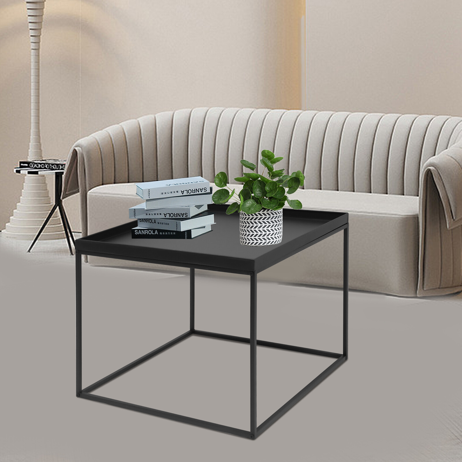 24" Square Table Metal Frame Table Portable Office Side End Table Camping Table