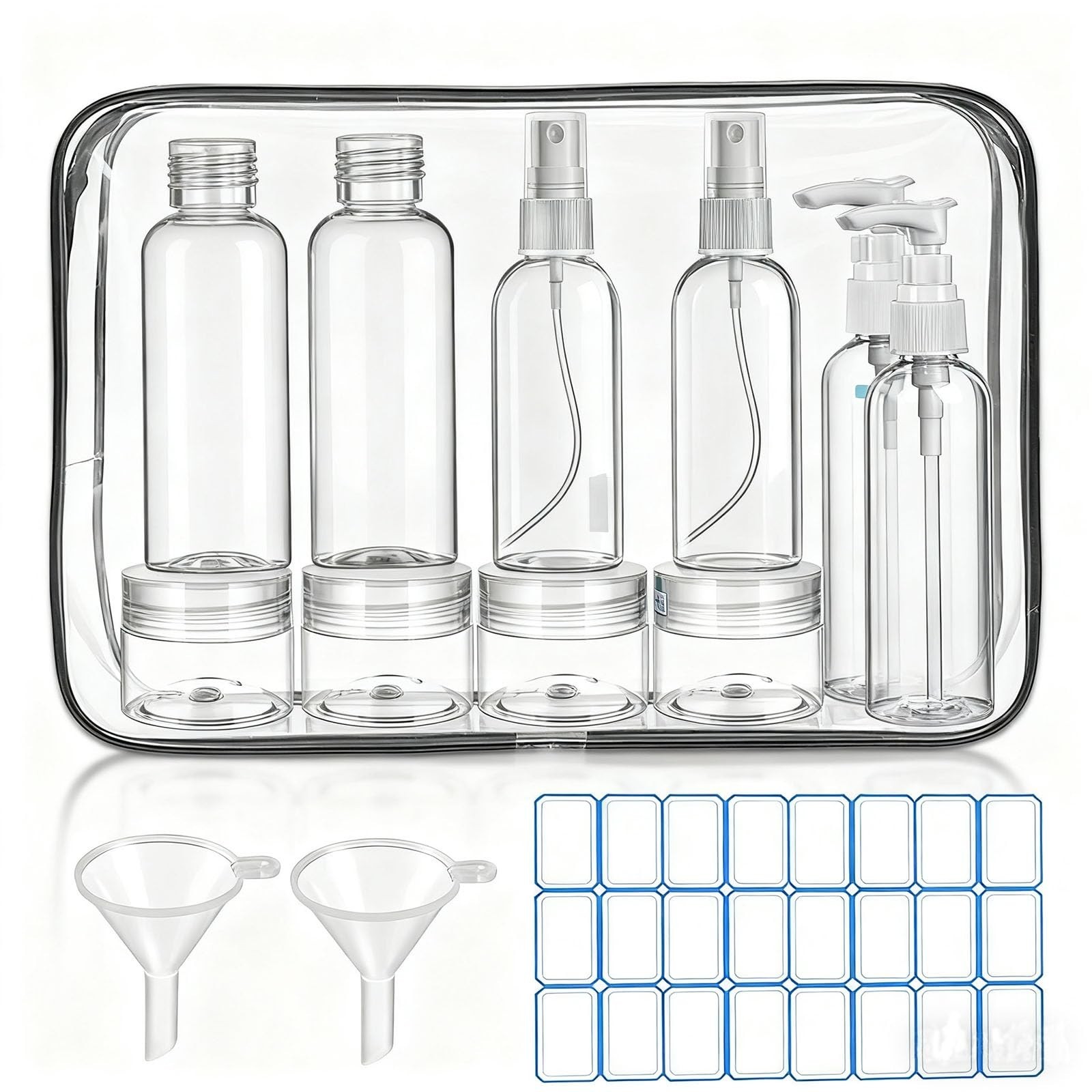 14 Pack Travel Bottles for Toiletries - TSA Approved Leak-Proof Squeezable Co...