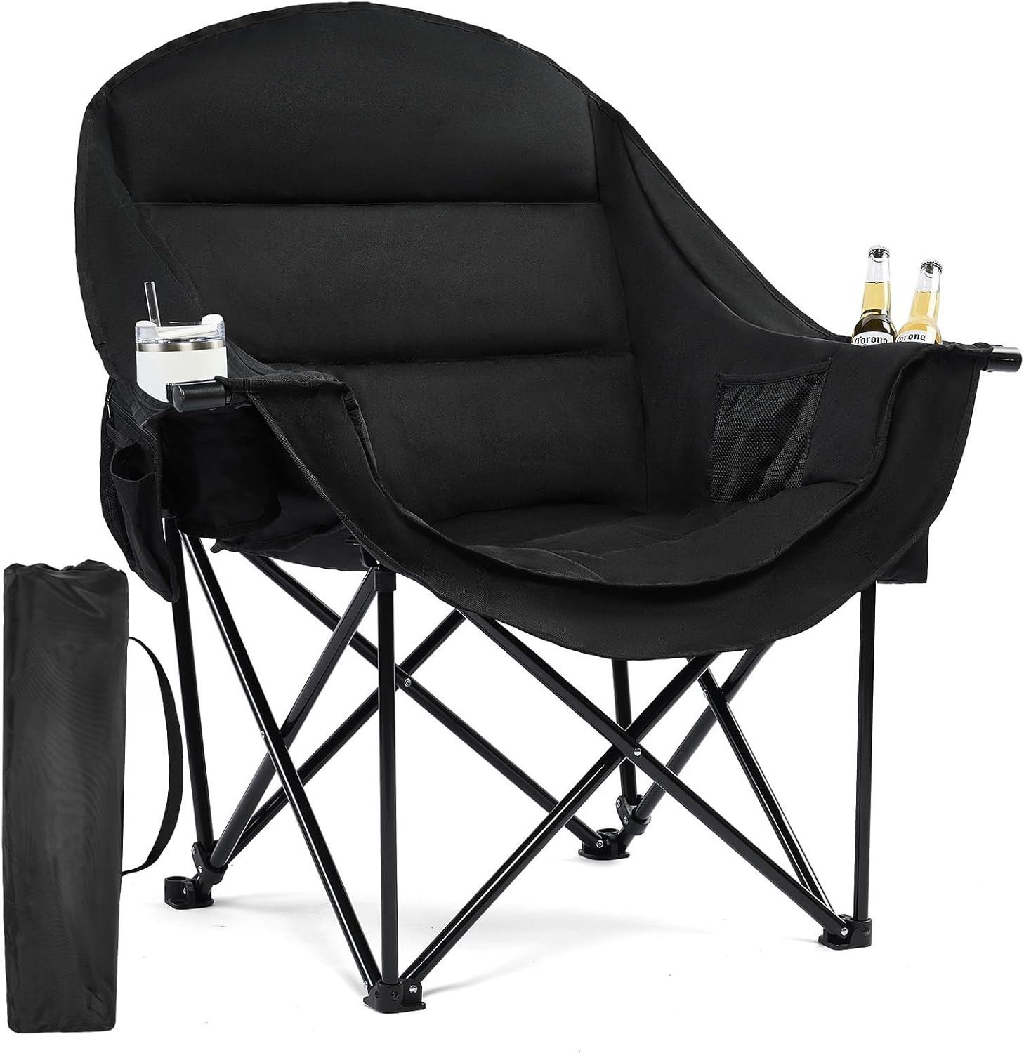 Oversized Camping Chairs for Adults - Heavy Duty Padded Outdoor Folding Lawn XL