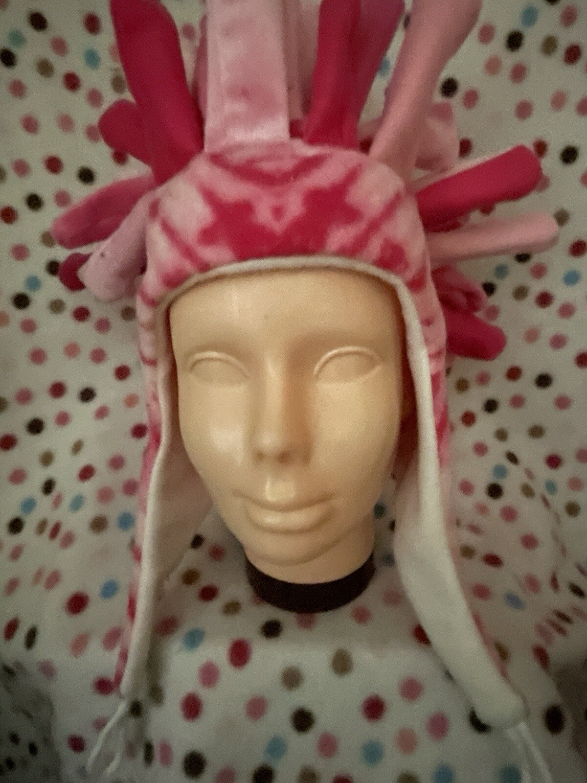 Wild And Crazy Fleece Hats, Unique One Of A Kind PINK TIE DYED DREAD LOC STYLED
