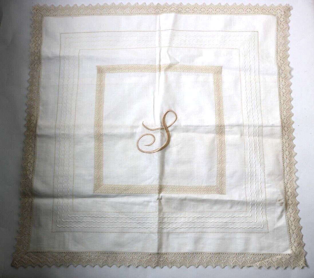 Gorgeous Linea Natural Euro Sham 23"x23" with 1.5" Lace Ivory Cotton, Flax