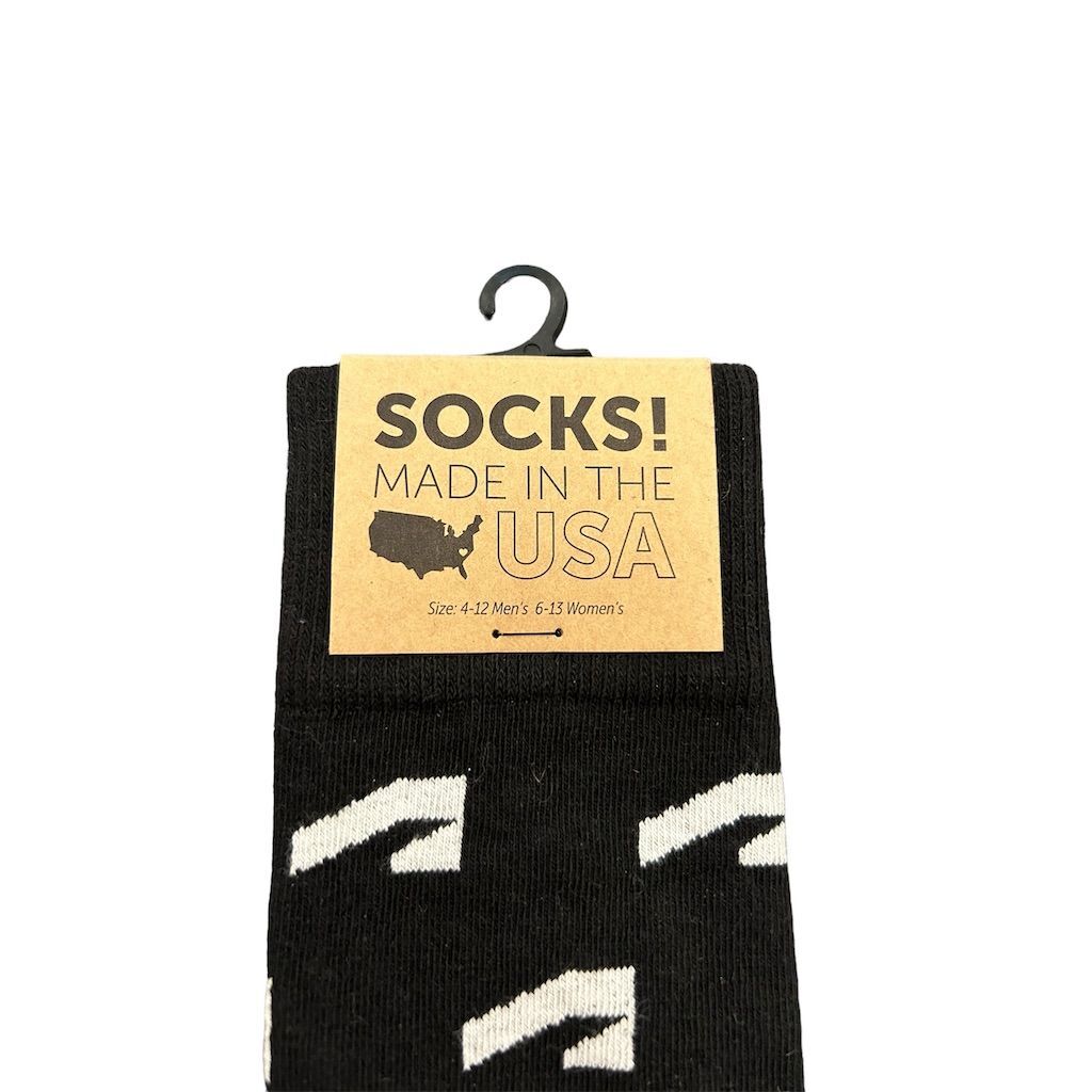 Socks! Sustainable Black Patterned Crew Socks Unisex One Size 2 Piece Set