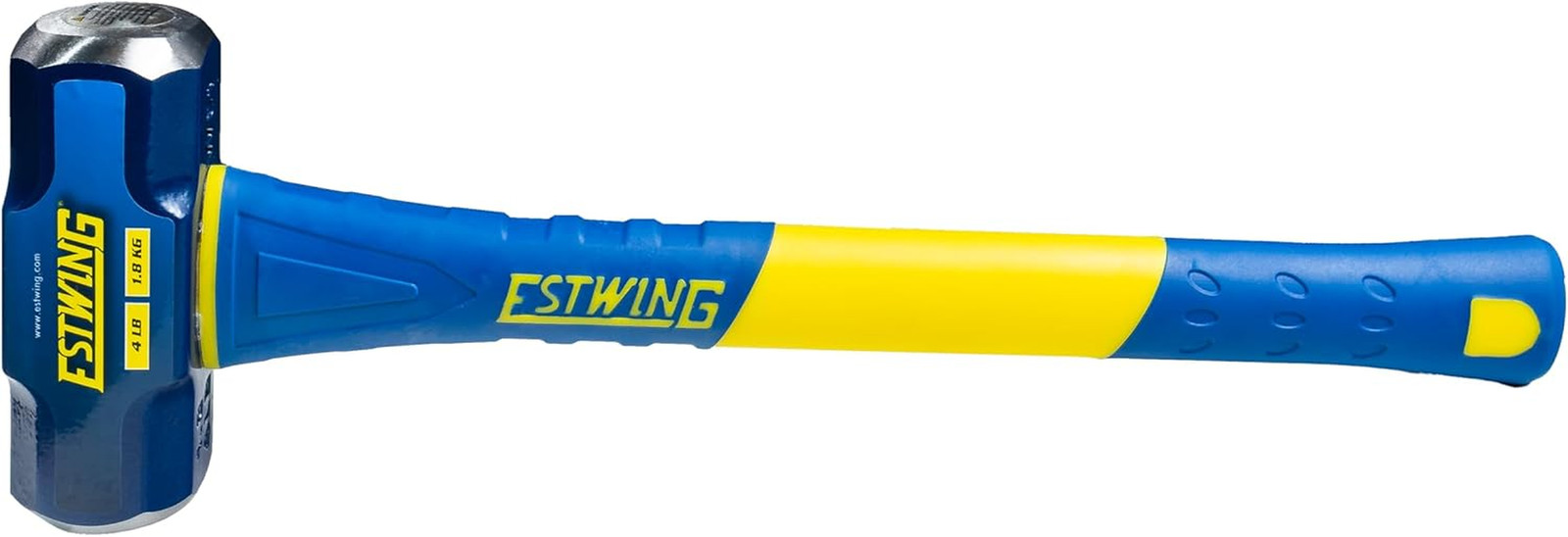 4-Pound Hard Face Sledge Hammer, 50-55 HRC, 16-Inch Fiberglass Handle, Overstrik