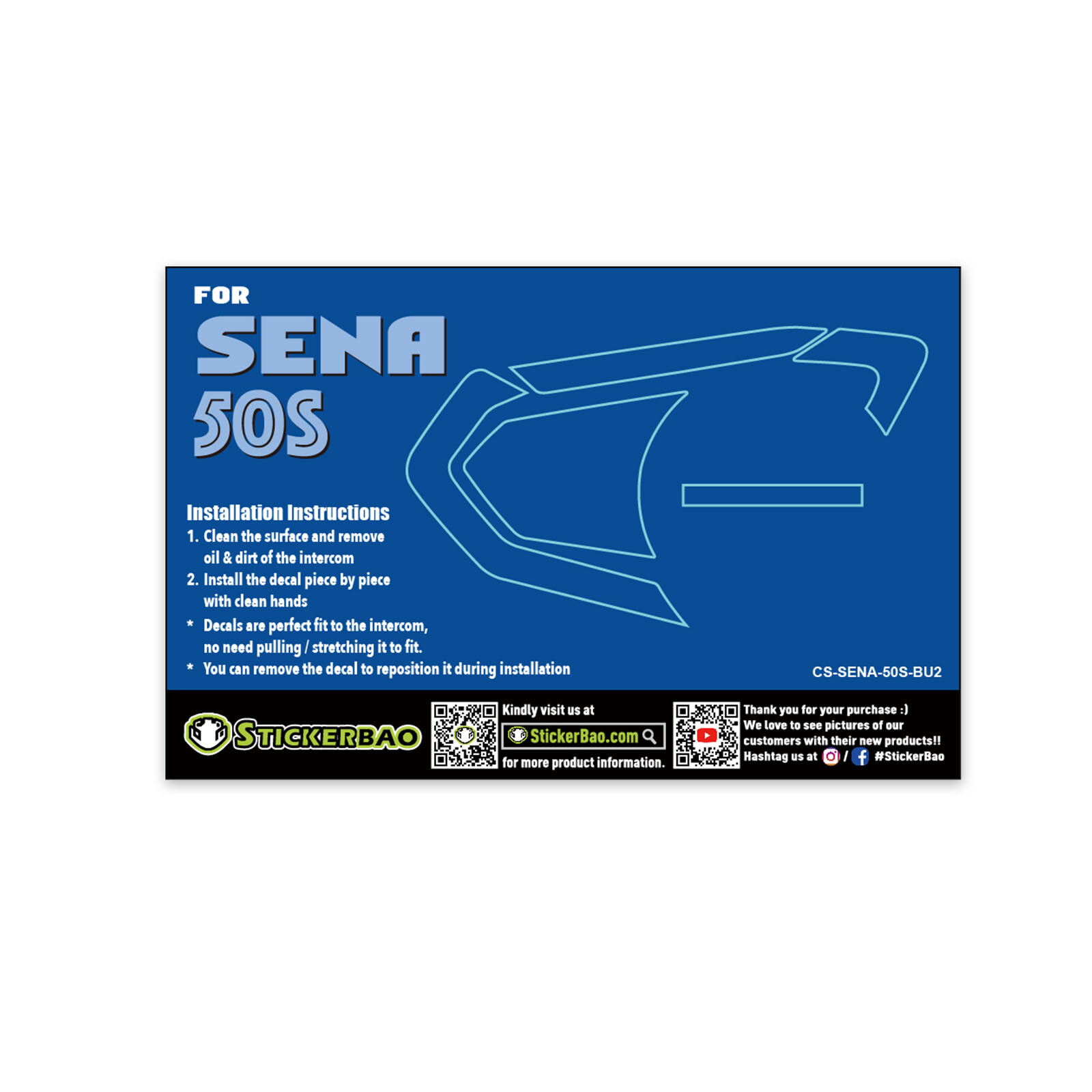 Blue Device Surface Sticker For SENA 50S Intercom x1