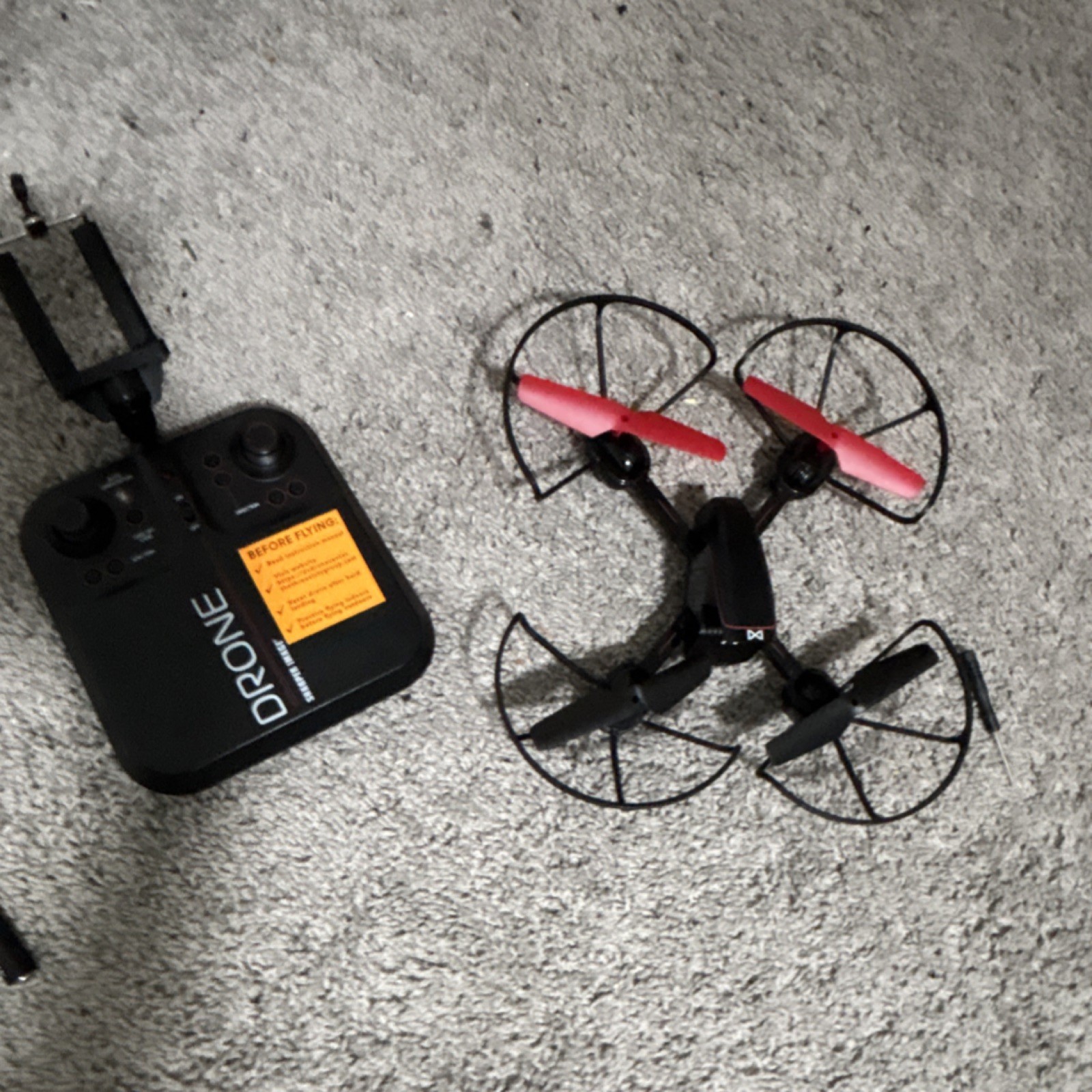 Sharper Image RC Quadcopter Drone with Controller, Propeller Guards, Black/Red