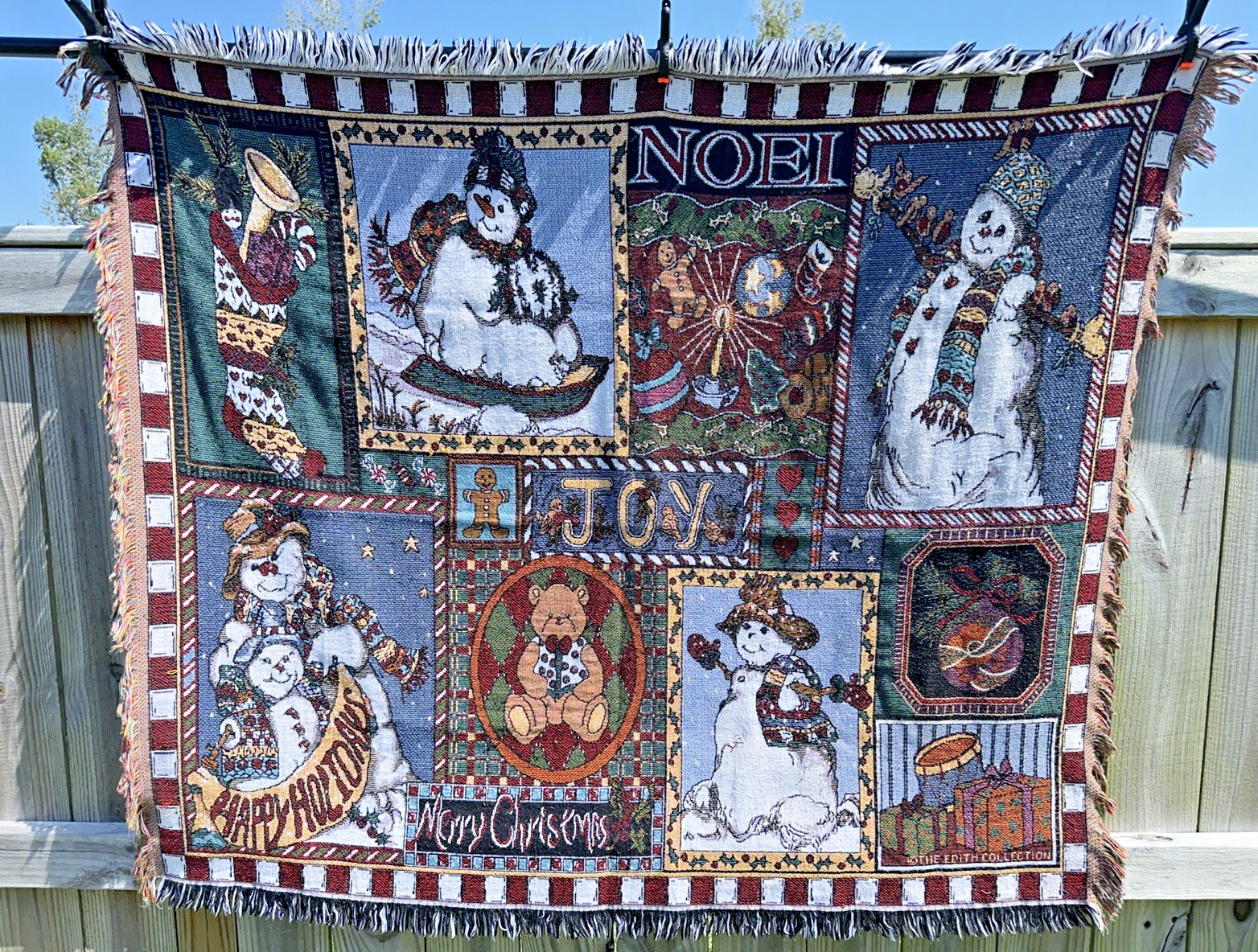 Blanket Throw The Edith Collection Noel Happy Holidays With Snowman 58"x48"