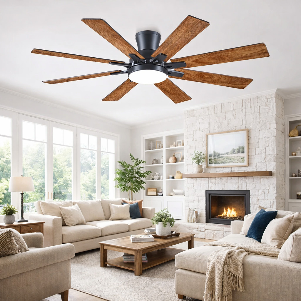 Kviflon 52 in. Ceiling Fan With Light 8-Blades Flush Mount Remote/APP Control