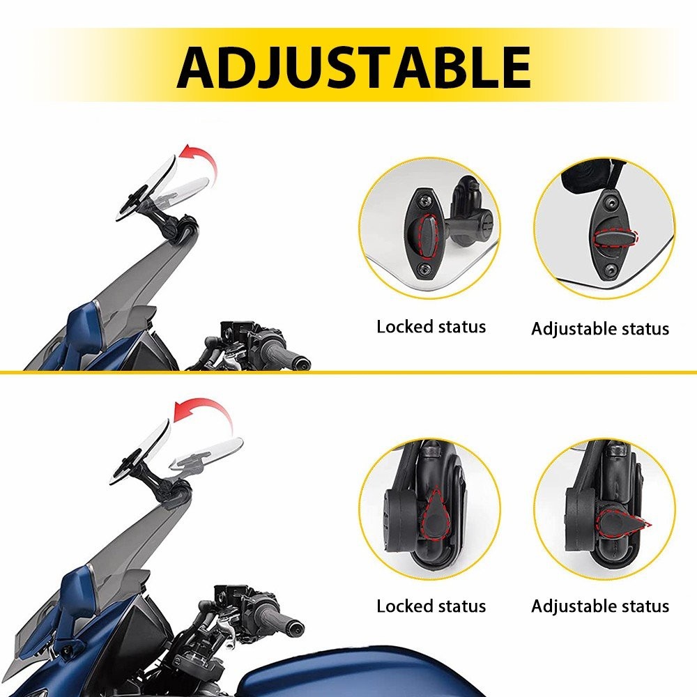 Motorcycle Universal Clip On Windshield Wind Screen Deflector Extension Spoiler