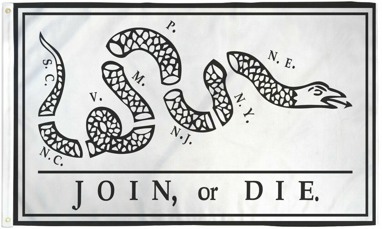 Join or Die Flag 3x5ft Don't Tread on Me Snake Flag American Revolution Culpeper
