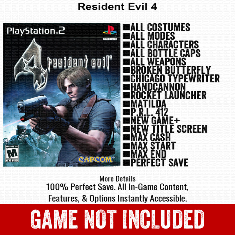 Resident Evil 4 100% All Items PS2 Memory Card PlayStation