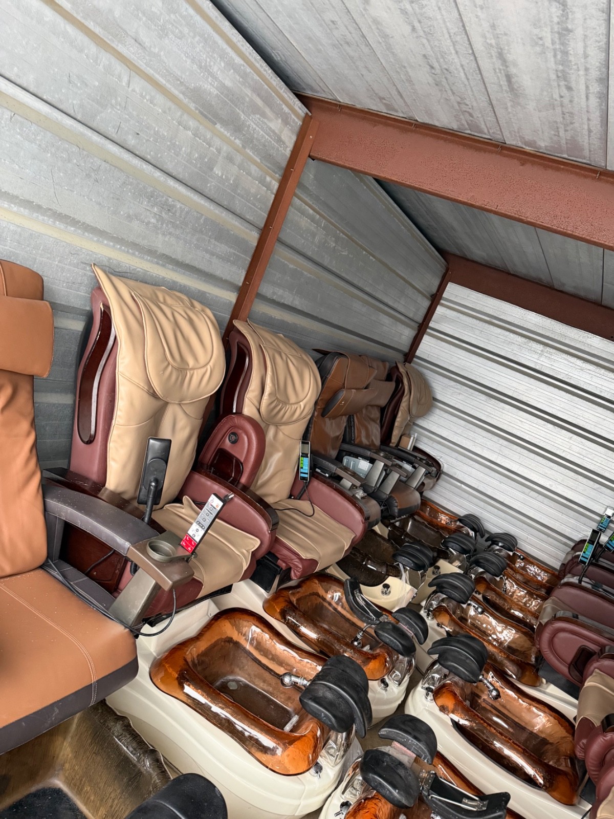 Brown & Cream Spa Pedicure Chairs with Massagers