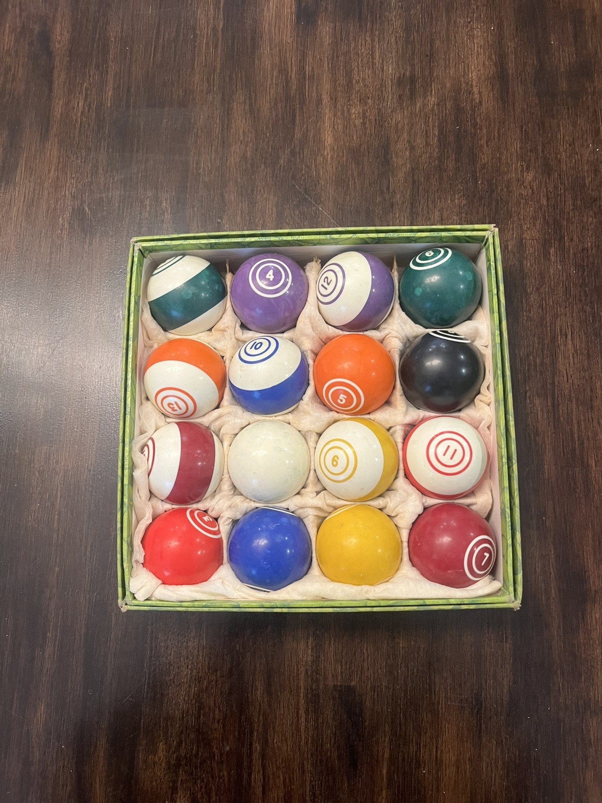 VTV Set 16 Vintage 50s Double Ring Circles 2.25"  Brunswick billiards pool balls