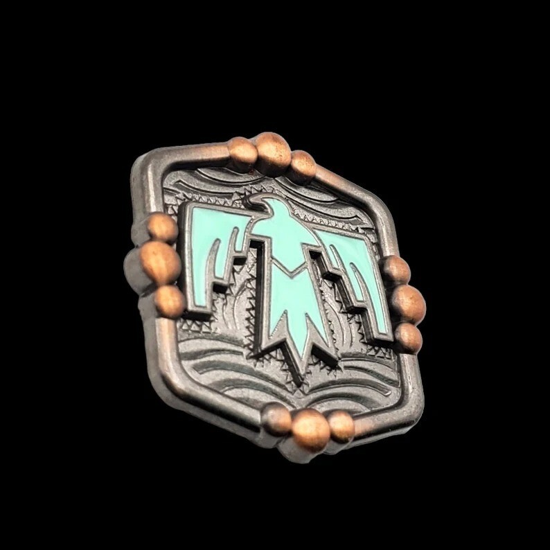 Aqua Thunderbird screwback concho 1-3/8", western apparel, horse tack