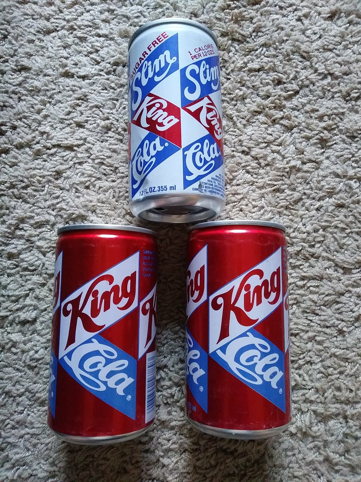 3 Vintage King Cola Soda Pop Cans KING COLA AND SLIM KING DIET COLA Aluminum
