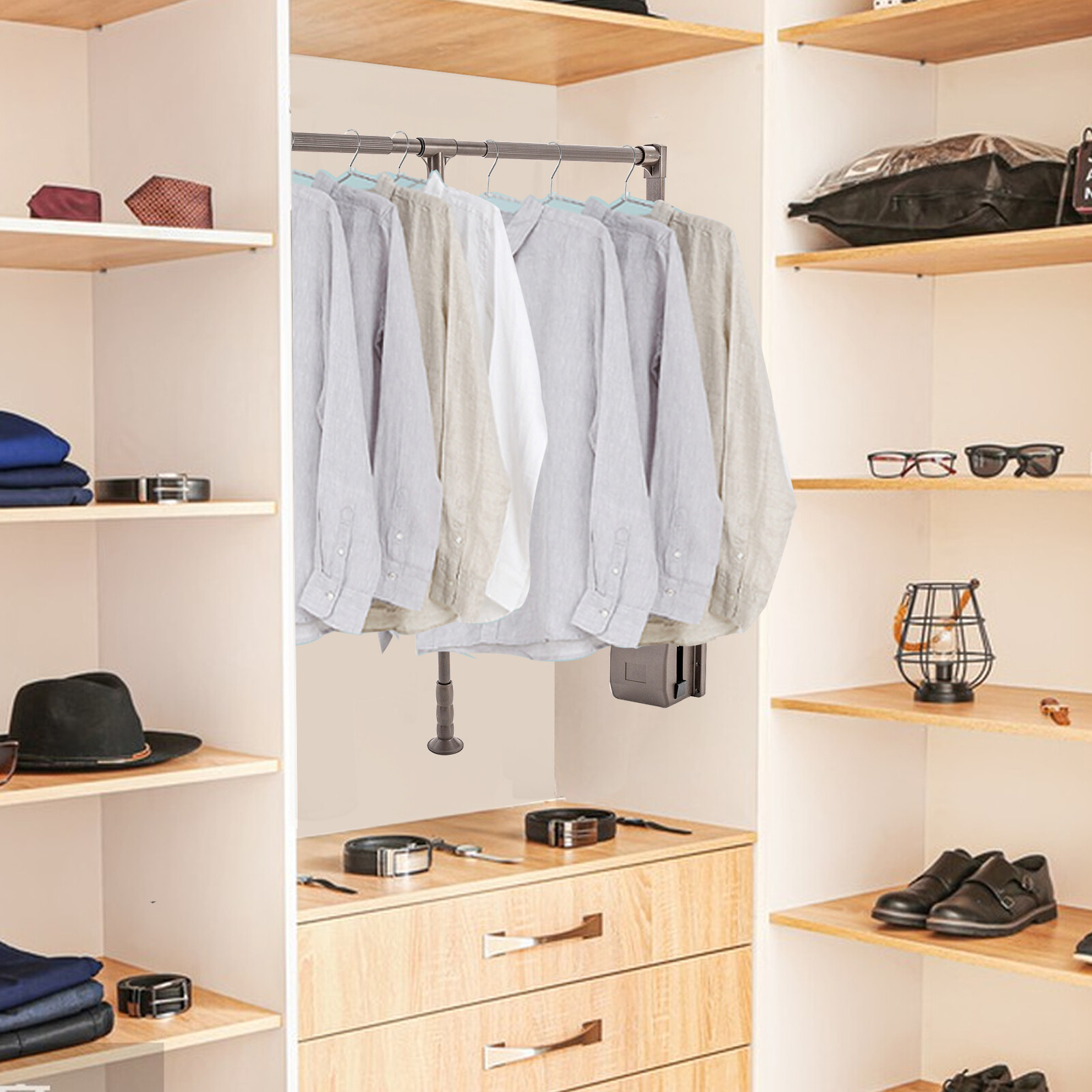 35-47 " Adjustable Closet Rod Closet-Mounted Simple Pull Down Clothes hanger