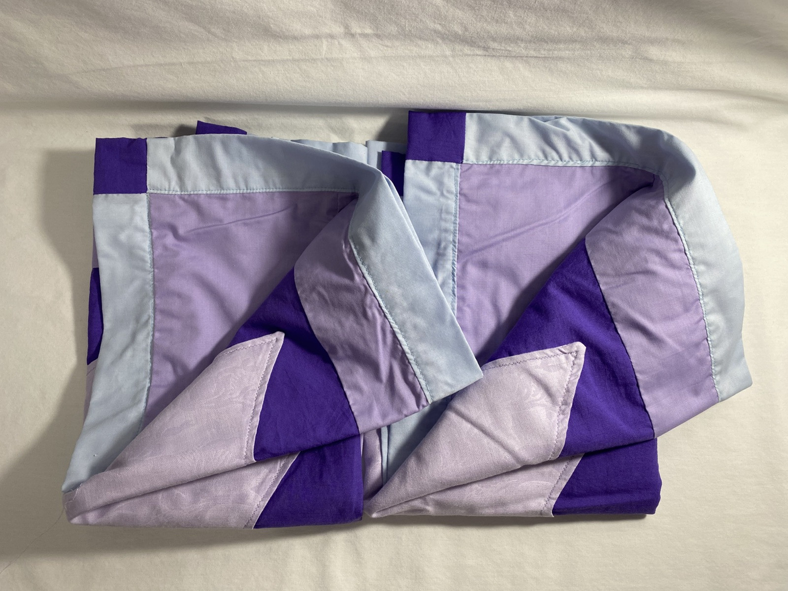 Two Handmade Pillow Shams Multi Purple & Blue With Star