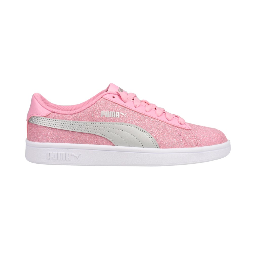 PUMA Smash V2 Glitz Glam Glitter Lace Up  Youth Girls Pink Sneakers Casual Shoes