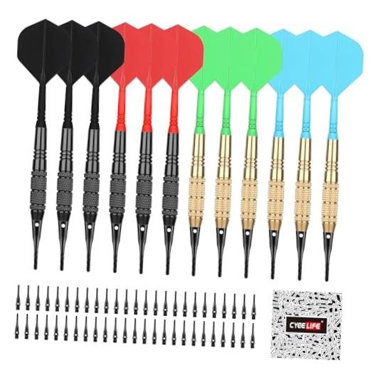 Darts Plastic Tip,Soft Tip Darts Set,12 Pcs 18 Gram with 50 Extra Dart Tips