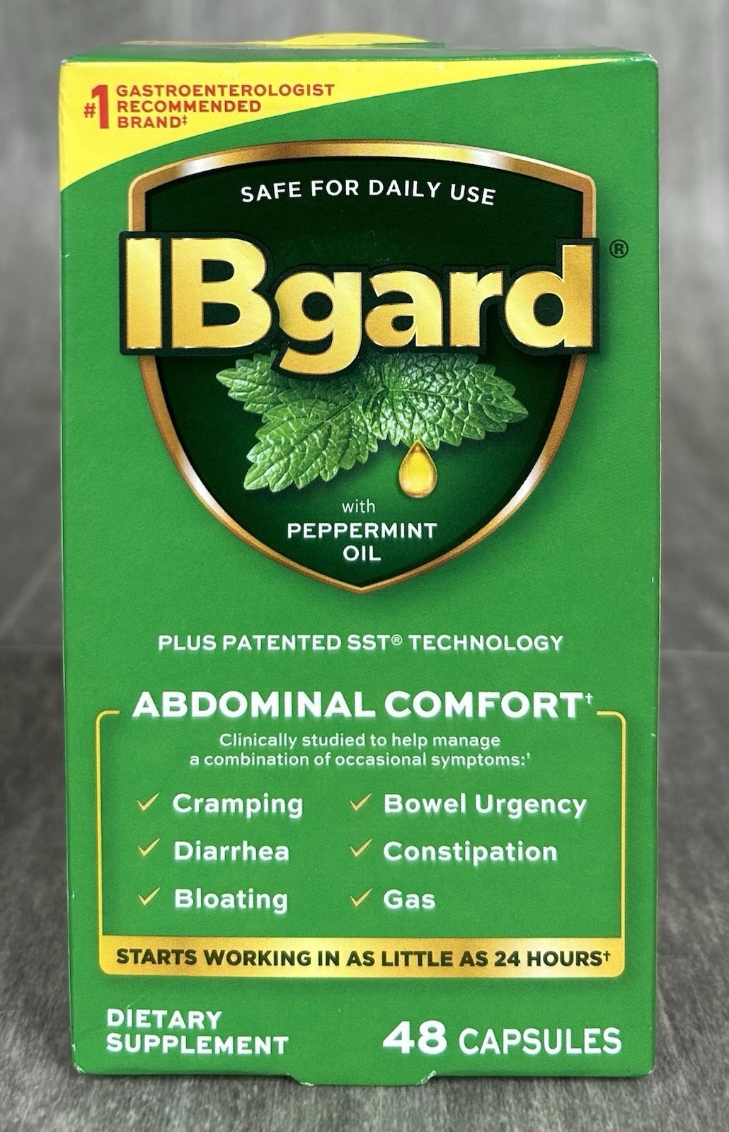 IBGARD ABDOMINAL COMFORT With PEPPERMINT OIL 48 CAPSULES EXP 9/27 SST TECH DAILY