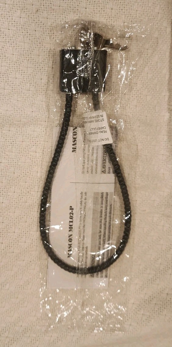 Mascon Black MCL02-P Cable Gun Lock 2 Keys and Instructions