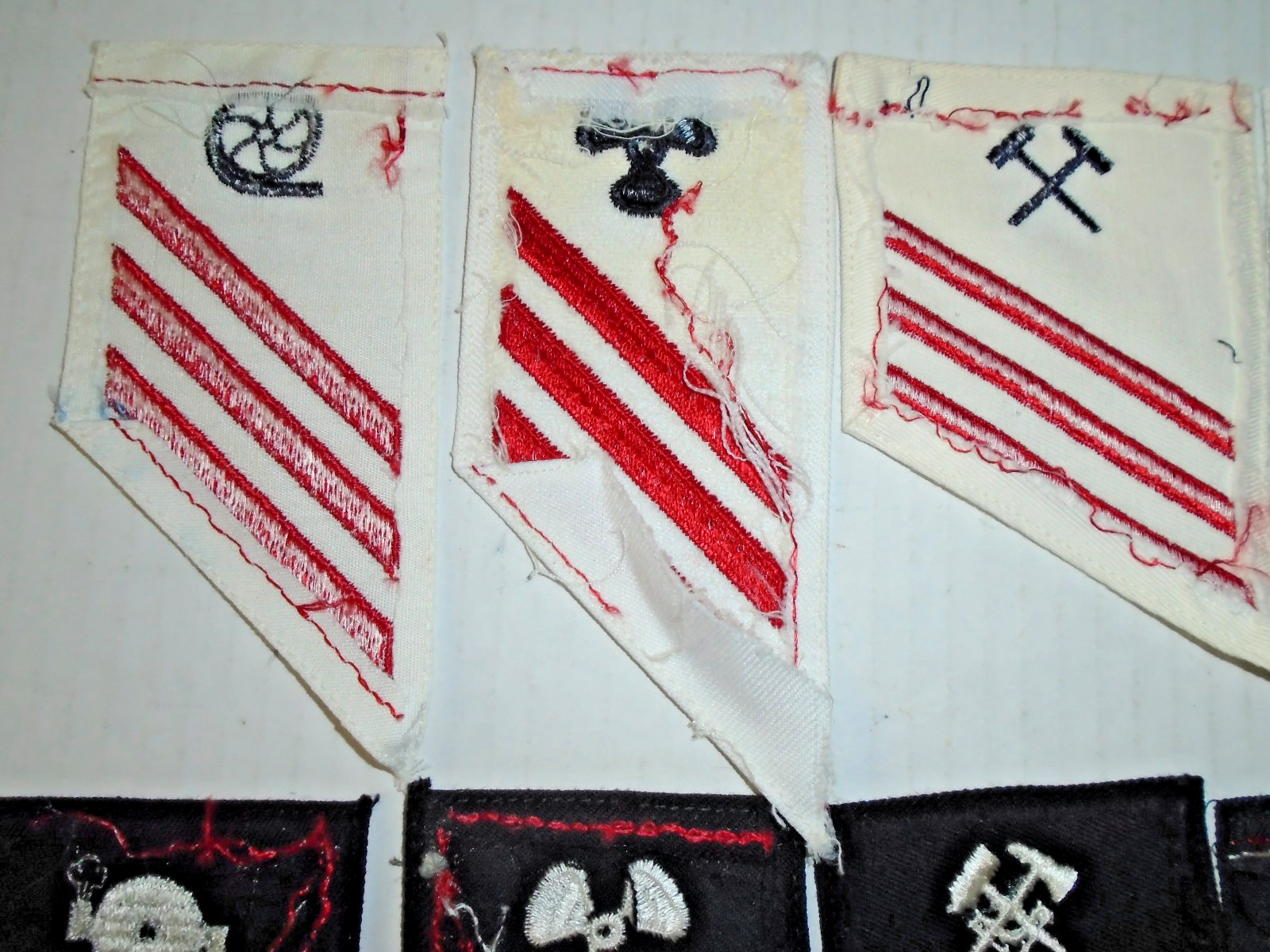 Lot of 10 Vintage US Navy Fireman Sleeve Stripes Patches E-3 Engineering Red