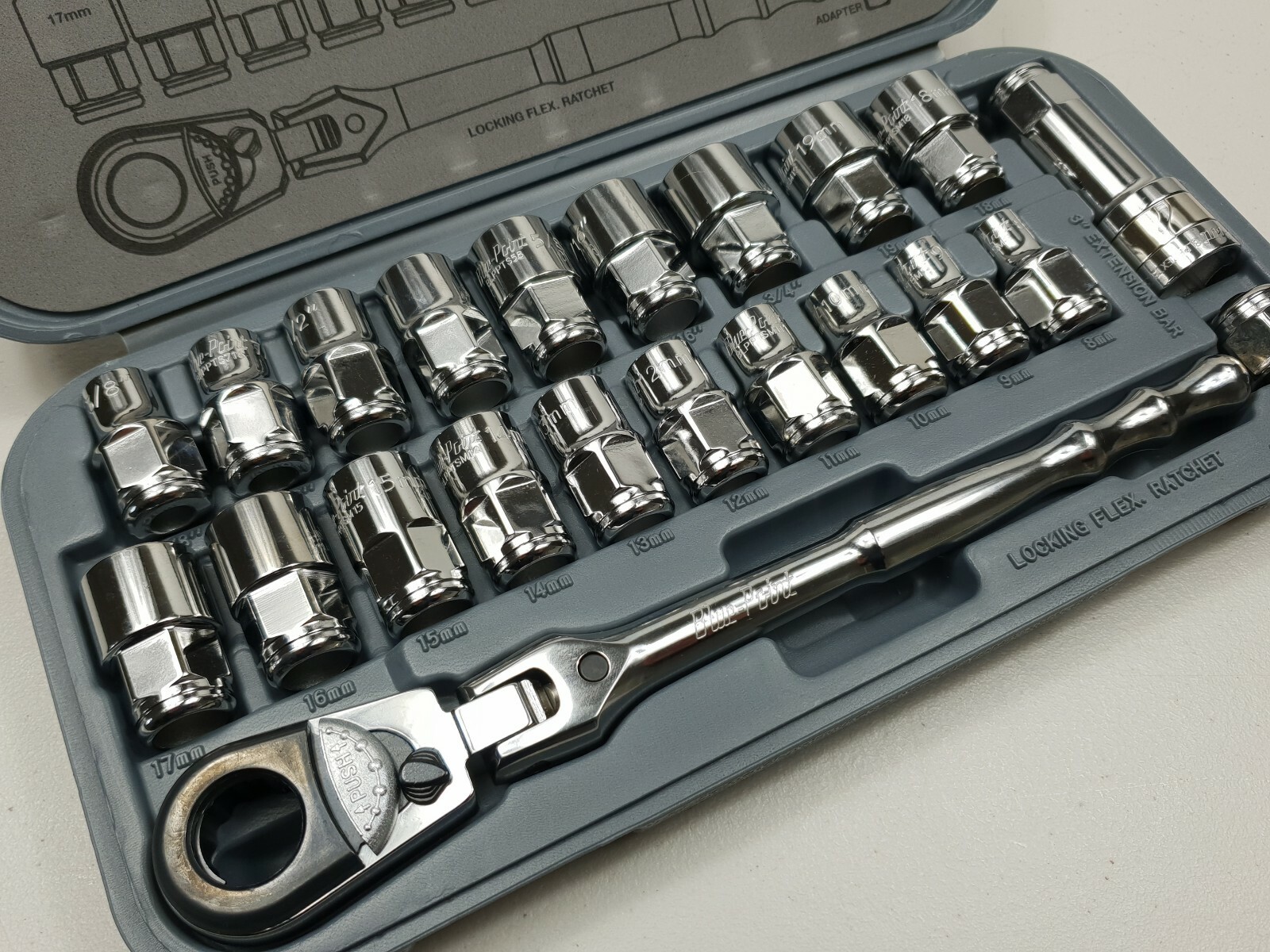 Blue Point 22pc 3/8" PASS THRU Socket Set - As sold by Snap On.