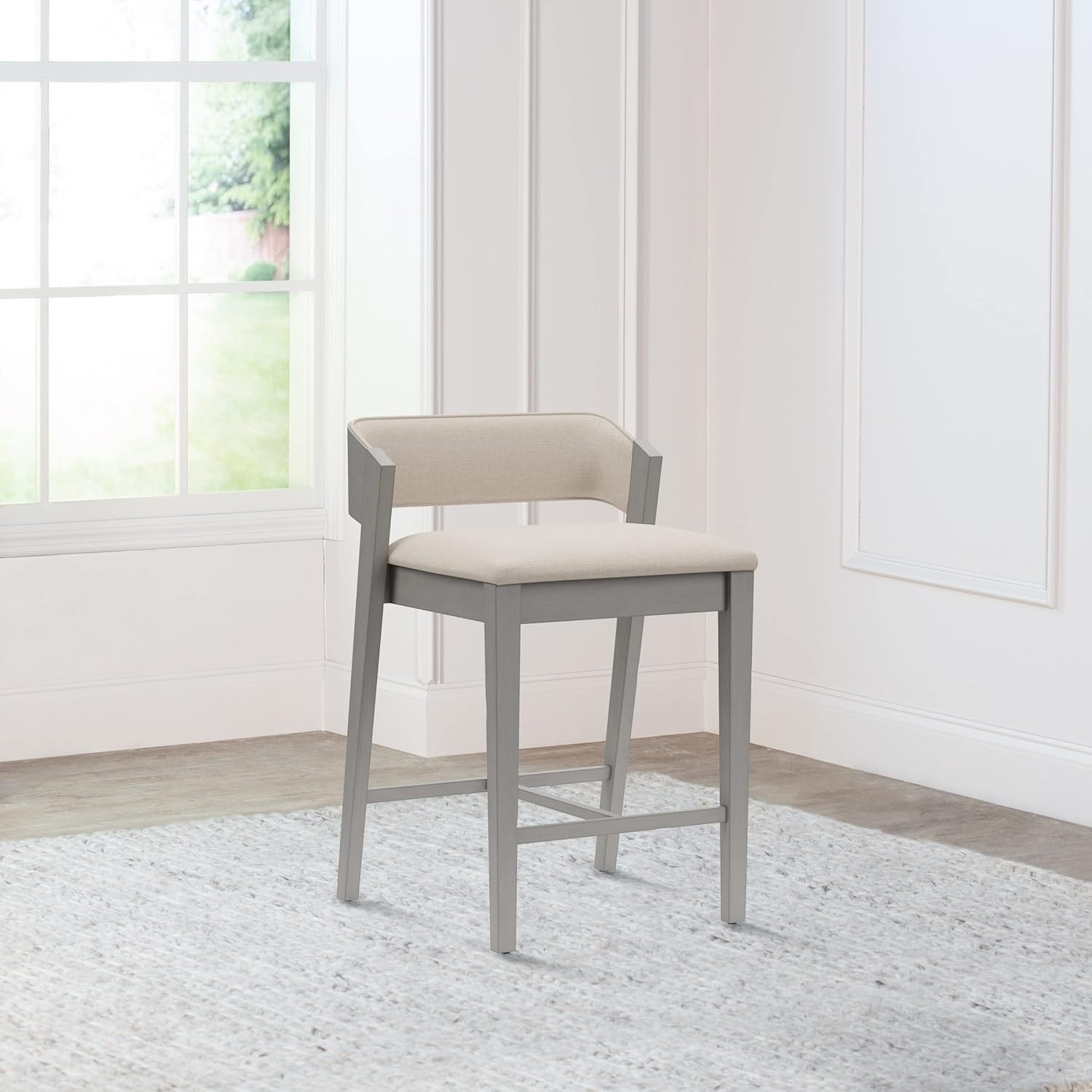 Dresden Wood Counter Height Stool, Distressed Gray