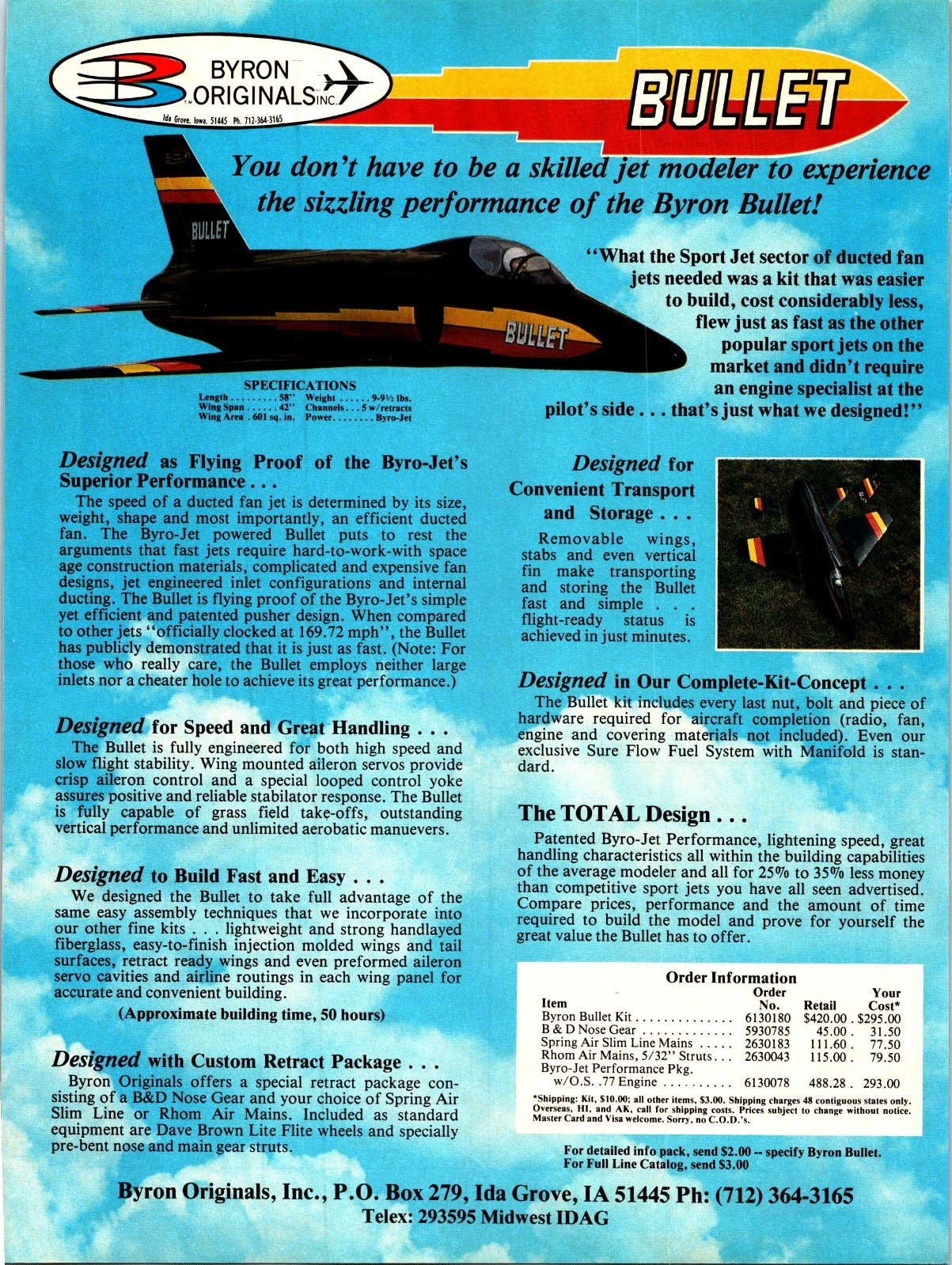 Byron Bullet RC Airplane Print Ad Wall Art Decor Ephemera Slim Line