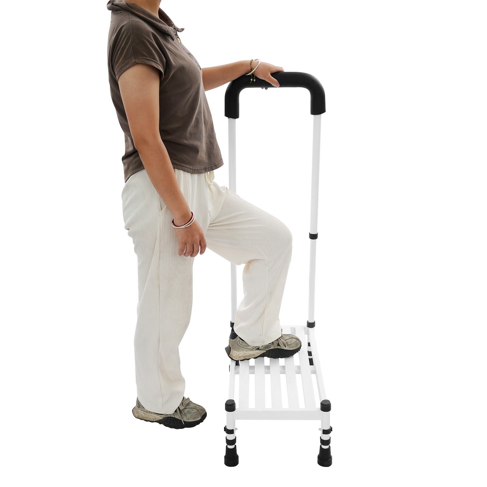 Step Stool with Handle, Adult Ramp with Handrail, Metal Stepping Stool