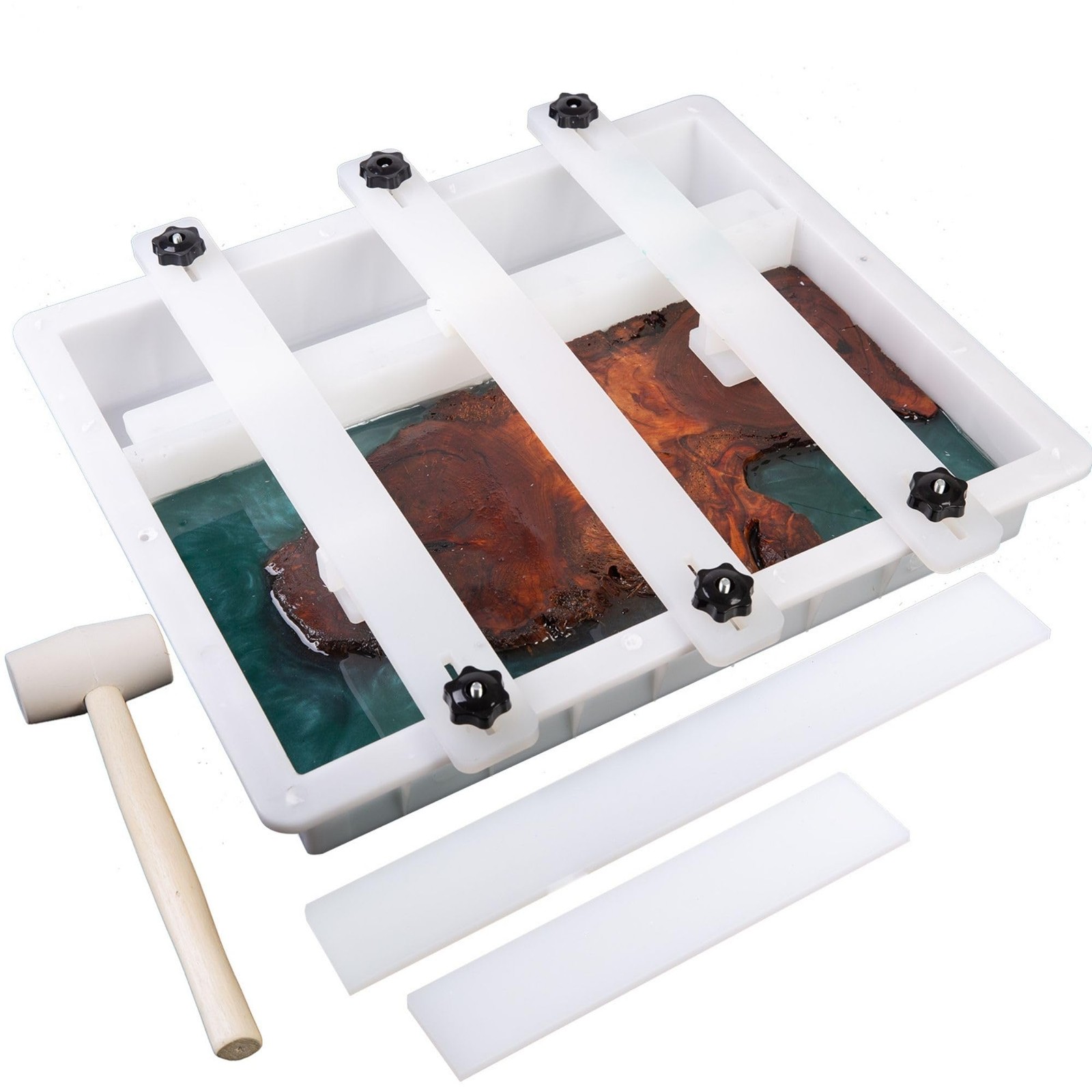 Kalinta Epoxy Mold with Divider Adjustable-15.7x7.9x2.3 in 15.7"x7.9", white