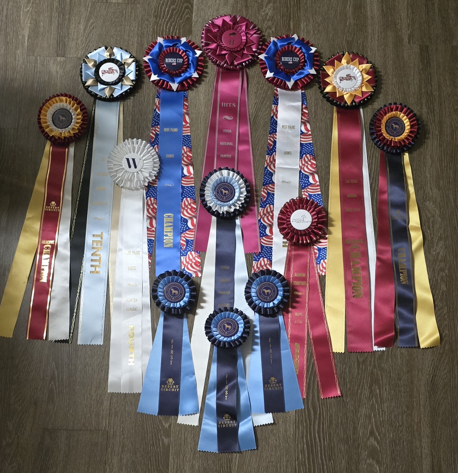 Lot Of 13 Horse Show Ribbons,  Equestrian Awards (AA+ Rated Shows)