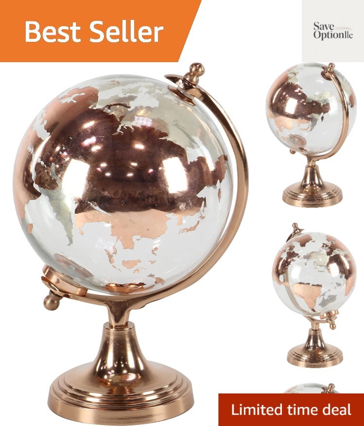 Aluminum Globe with Tiered Base, 9" x 8" x 13", Copper