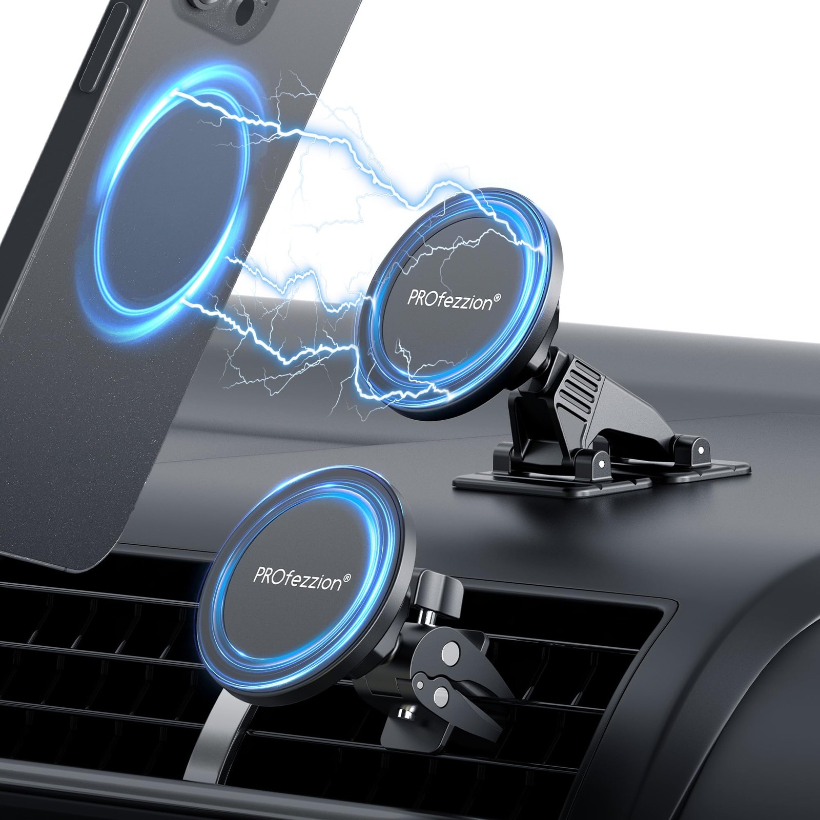 PROfezzion 2-Pack Compatible with MagSafe Car Mount, Magnetic Phone Holder for C