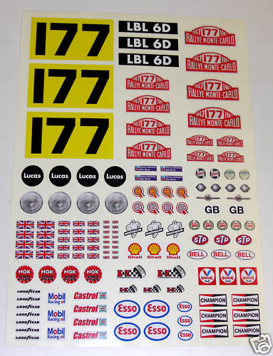 RC 10th scale Mini Cooper Monte Carlo Rally stickers Decals 177 Aaltonen