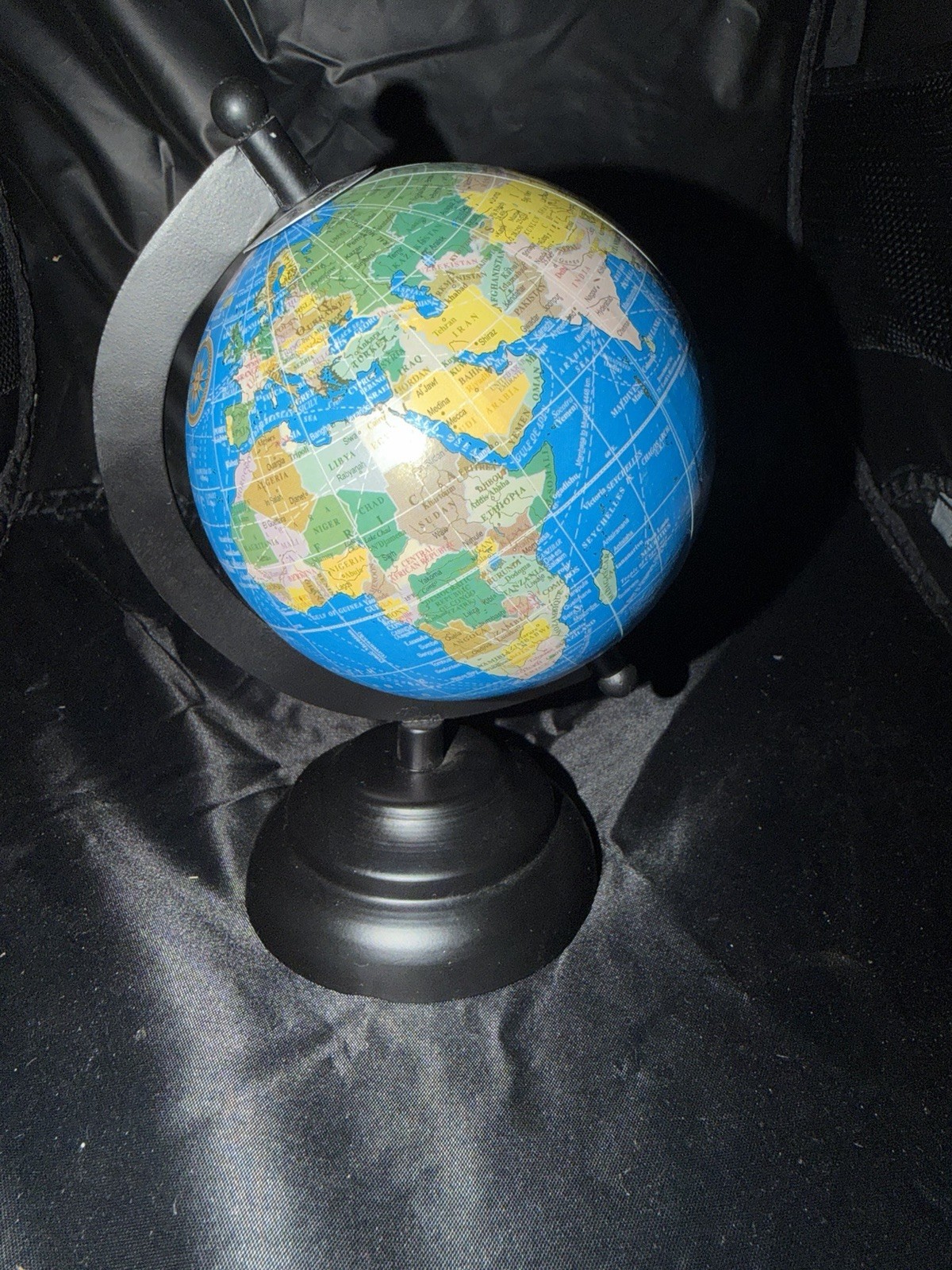 Tabletop Rotating World Globe, Blue Ocean, Sturdy Black Base Included 8”