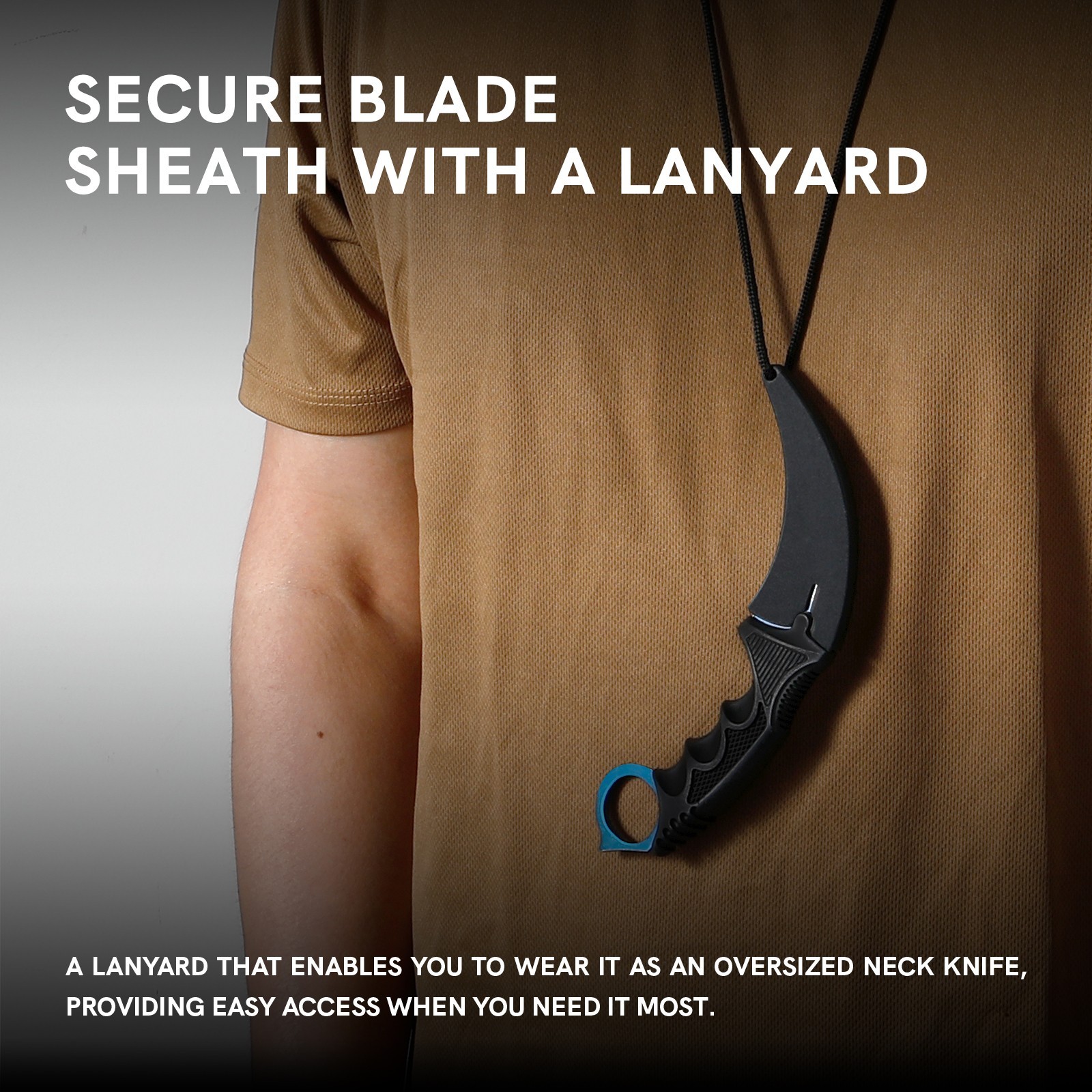 7.5" Tactical Karambit Throwing Knife - Fixed Blade, Hard Sheath Blue