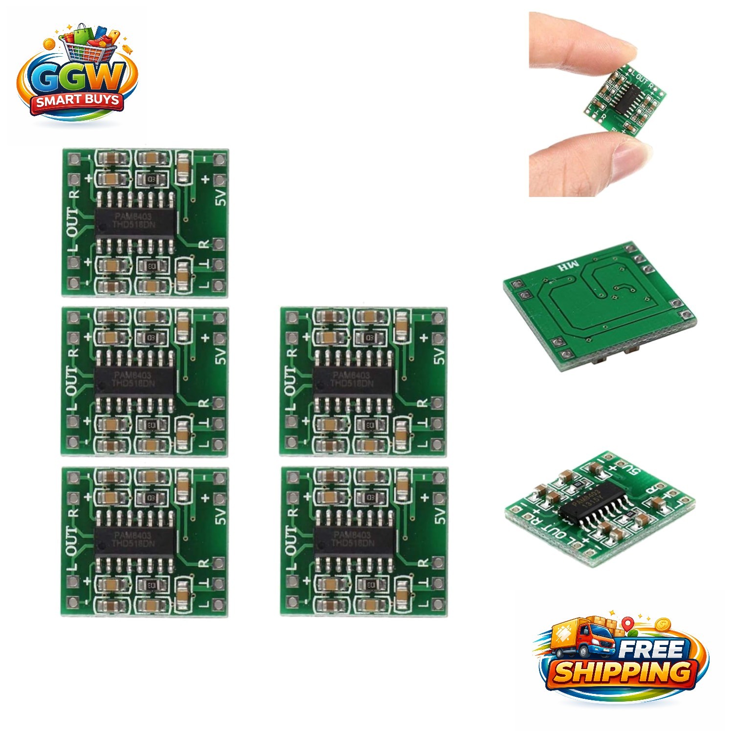 Super Mini Digital Amplifier Board - 5PCS Class D with Noise Suppression Feature